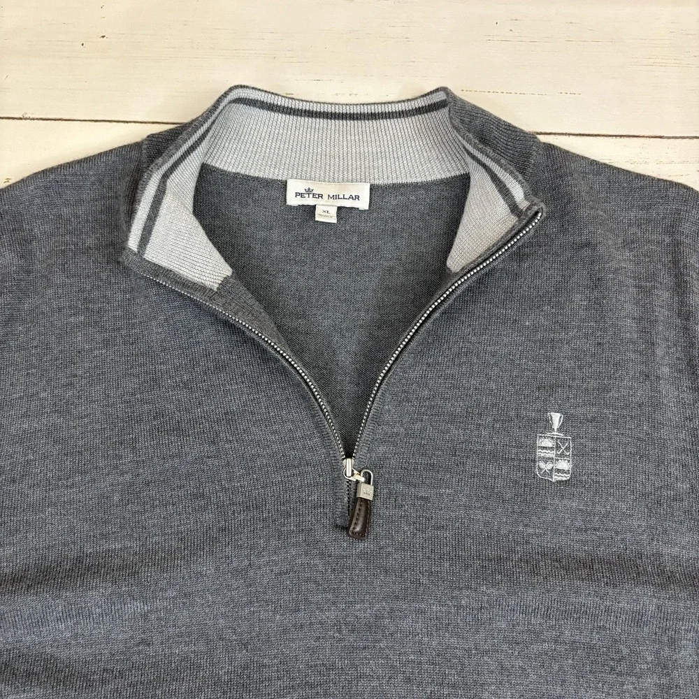 Peter Millar Sweater Vest Mens XL Gray 1/4 Zip Merino Wool Silk Golf Knit